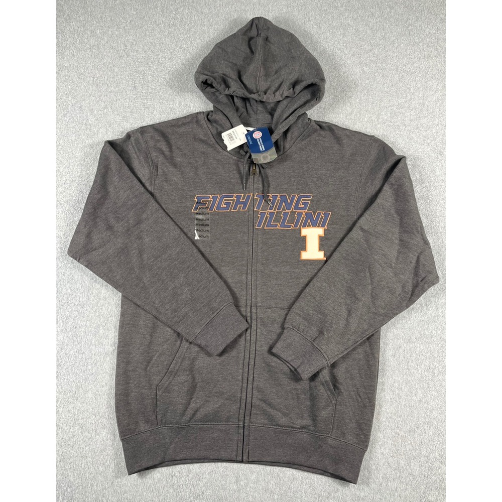 Majestic Section 101 Illinois Fighting Illini Zip Up Hoodie Men Medium NM00